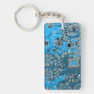 Printed Circuit Assembly PCB Blue Circuit Board Keychain