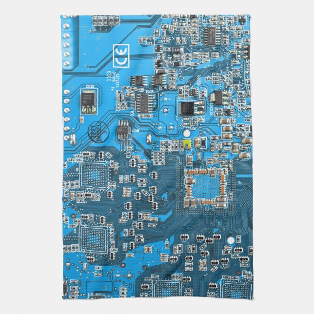 Printed Circuit Assembly PCB Blue Circuit Board Kitchen Towel (Vertical)