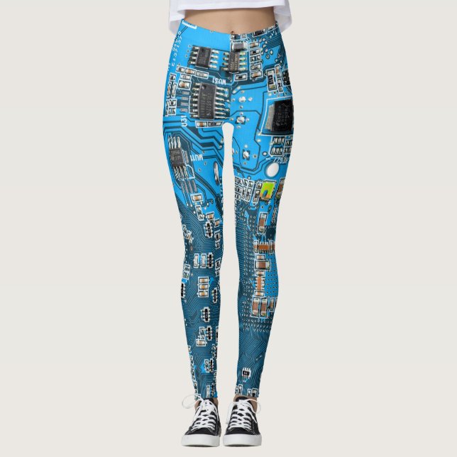 Printed Circuit Assembly PCB Blue Circuit Board Leggings (Front)