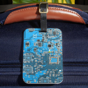 Printed Circuit Assembly PCB Blue Circuit Board Luggage Tag