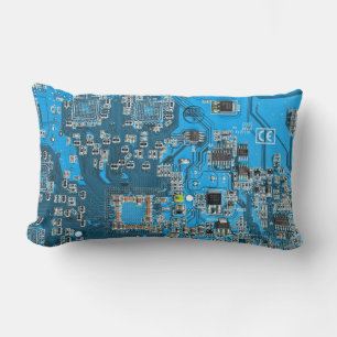 Printed Circuit Assembly PCB Blue Circuit Board Lumbar Pillow