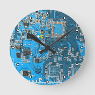 Printed Circuit Assembly PCB Blue Circuit Board Round Clock