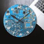 Printed Circuit Assembly PCB Blue Circuit Board Round Clock<br><div class="desc">PCB Circuit Board gifts for geeks or gifts for nerds. Here's one for the Computer Nerd or Geeks in all of us. Geek Out your Nerd with this Printed Circuit Assembly PCB Electronic Circuit Board. This is a close up picture of a Printed Circuit Assembly PCB or electronic circuit board....</div>