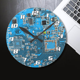 Printed Circuit Assembly PCB Blue Circuit Board Round Clock