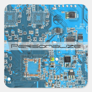Printed Circuit Assembly PCB Blue Circuit Board Square Sticker