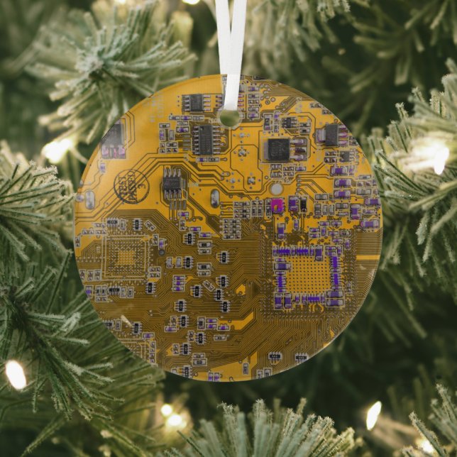 Printed Circuit Assembly PCB Circuit Board Orange Glass Ornament (Insitu)