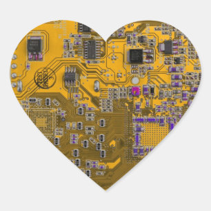 Printed Circuit Assembly PCB Circuit Board Orange Heart Sticker