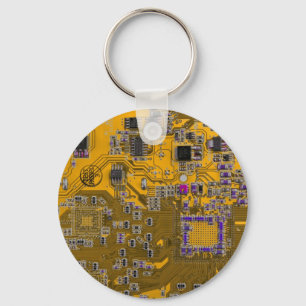 Printed Circuit Assembly PCB Circuit Board Orange Keychain