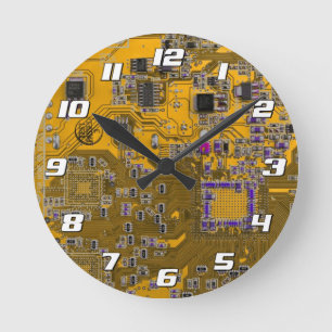 Printed Circuit Assembly PCB Circuit Board Orange Round Clock