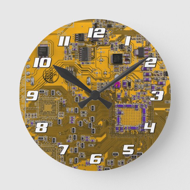 Printed Circuit Assembly PCB Circuit Board Orange Round Clock (Front)