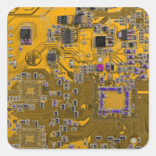 Printed Circuit Assembly PCB Circuit Board Orange Square Sticker