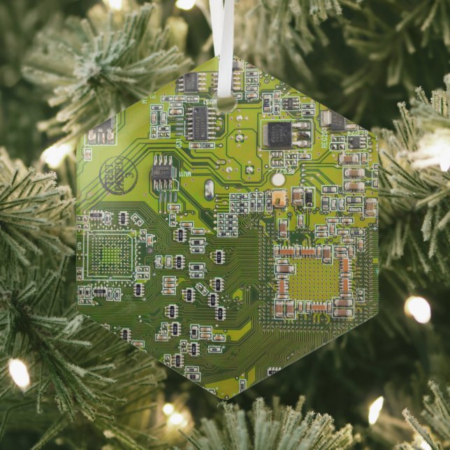 Printed Circuit Assembly PCB Green Circuit Board 2 Glass Ornament (Insitu)