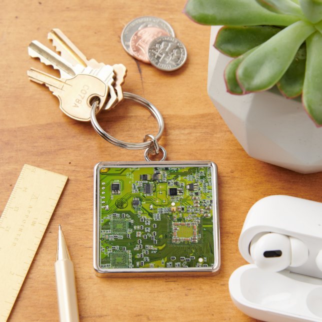 Printed Circuit Assembly PCB Green Circuit Board 2 Keychain (Desk)