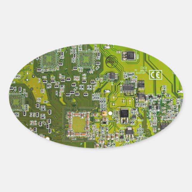 Printed Circuit Assembly PCB Green Circuit Board 2 Oval Sticker (Front)
