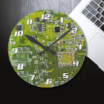 Printed Circuit Assembly PCB Green Circuit Board 2 Round Clock<br><div class="desc">PCB Circuit Board gifts for geeks or gifts for nerds. Here's one for the Computer Nerd or Geeks in all of us. Geek Out your Nerd with this Printed Circuit Assembly PCB Electronic Circuit Board. This is a close up picture of a Printed Circuit Assembly PCB or electronic circuit board....</div>