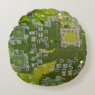 Printed Circuit Assembly PCB Green Circuit Board 2 Round Pillow