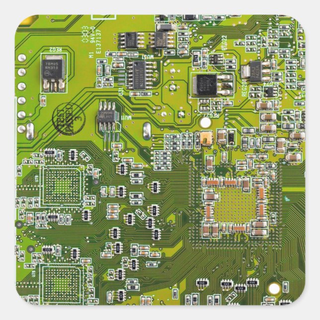 Printed Circuit Assembly PCB Green Circuit Board 2 Square Sticker (Front)
