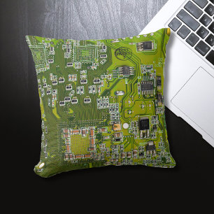 Printed Circuit Assembly PCB Green Circuit Board 2 Throw Pillow