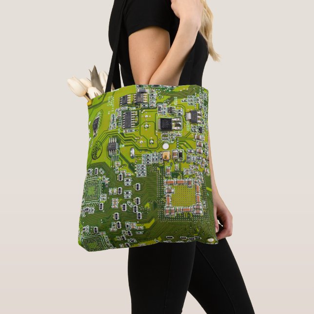 Printed Circuit Assembly PCB Green Circuit Board 2 Tote Bag (Close Up)