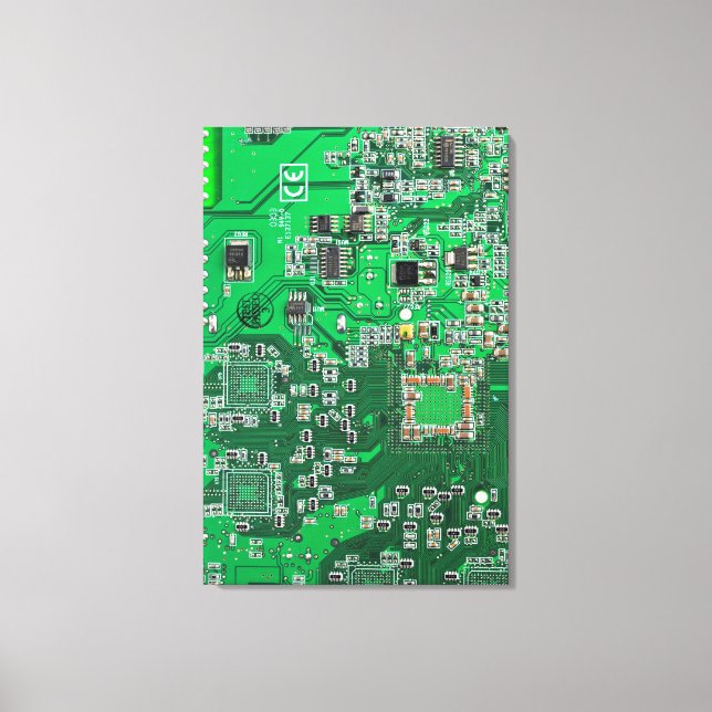 Printed Circuit Assembly PCB Green Circuit Board Canvas Print (Front)