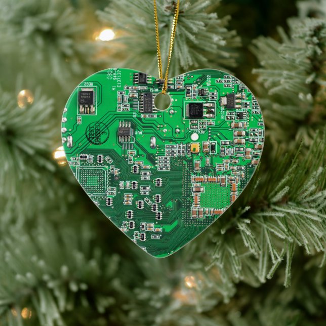 Printed Circuit Assembly PCB Green Circuit Board Ceramic Ornament (Tree)
