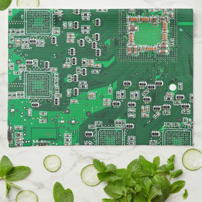 Printed Circuit Assembly PCB Green Circuit Board Kitchen Towel (Folded)