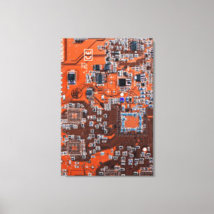 Printed Circuit Assembly PCB Orange Circuit Board Canvas Print