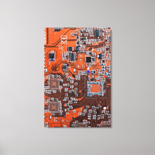 Printed Circuit Assembly PCB Orange Circuit Board Canvas Print (Front)