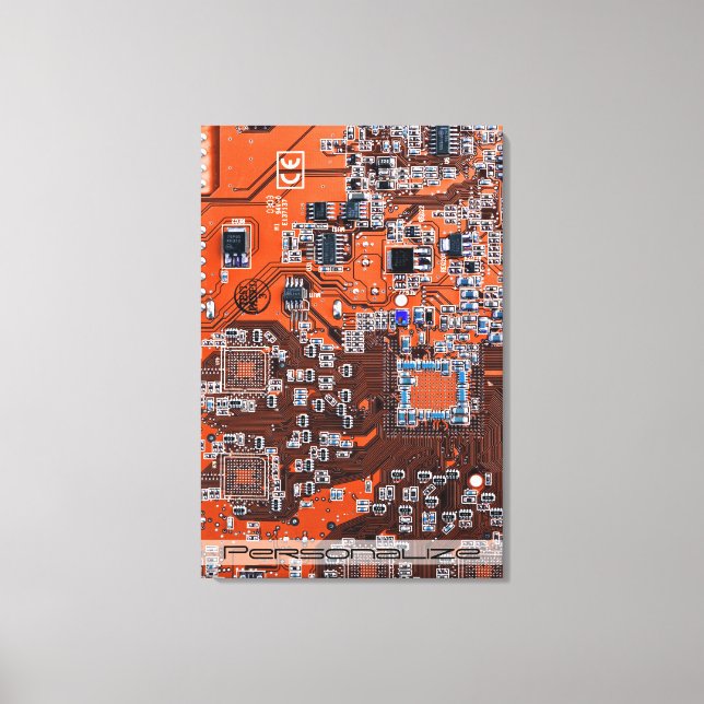Printed Circuit Assembly PCB Orange Circuit Board Canvas Print (Front)
