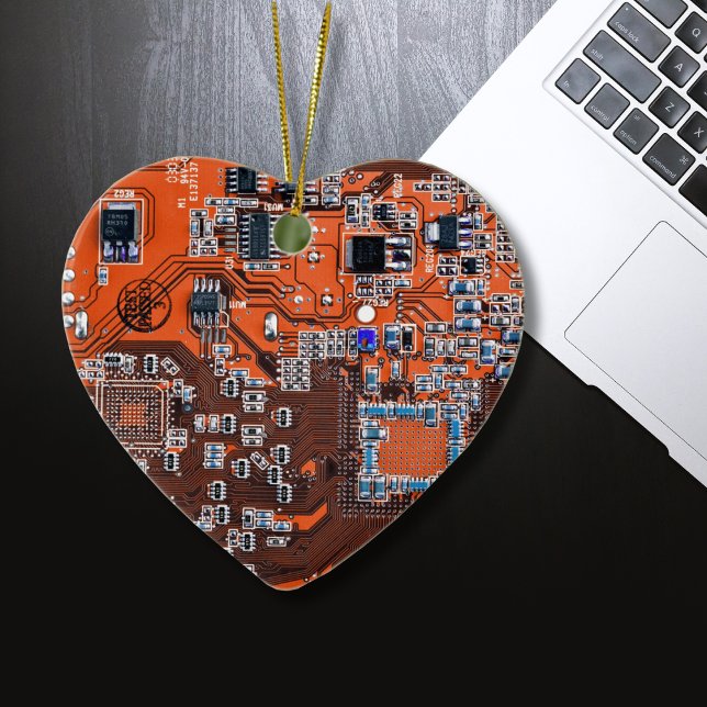 Printed Circuit Assembly PCB Orange Circuit Board Ceramic Ornament (Creator Uploaded)