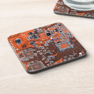 Printed Circuit Assembly PCB Orange Circuit Board Coaster