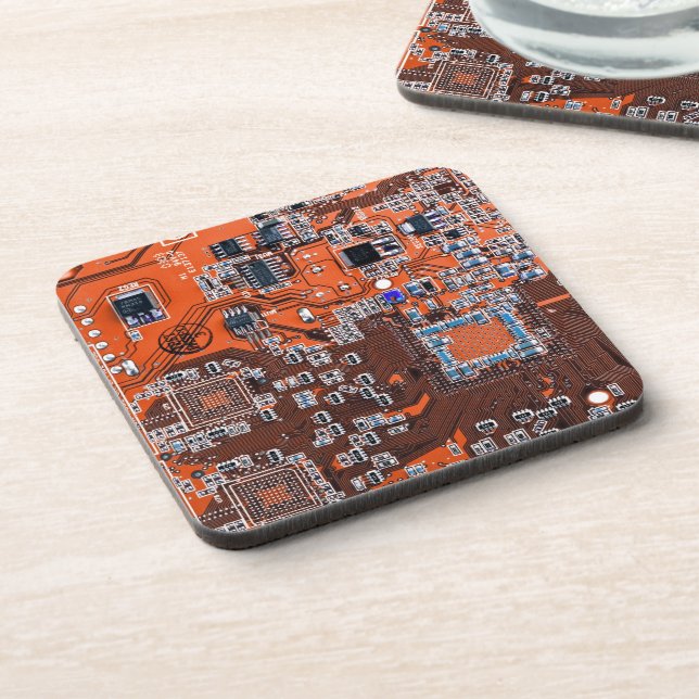 Printed Circuit Assembly PCB Orange Circuit Board Coaster (Left Side)