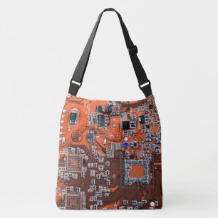 Printed Circuit Assembly PCB Orange Circuit Board Crossbody Bag