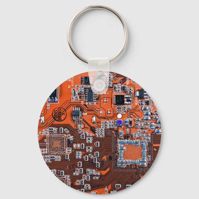 Printed Circuit Assembly PCB Orange Circuit Board Keychain (Front)