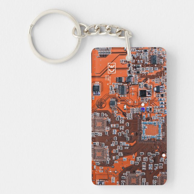 Printed Circuit Assembly PCB Orange Circuit Board Keychain (Front)