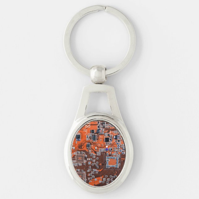 Printed Circuit Assembly PCB Orange Circuit Board Keychain (Front)