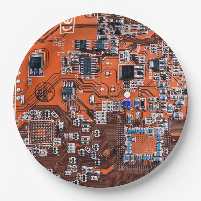 Printed Circuit Assembly PCB Orange Circuit Board Paper Plate (Front)