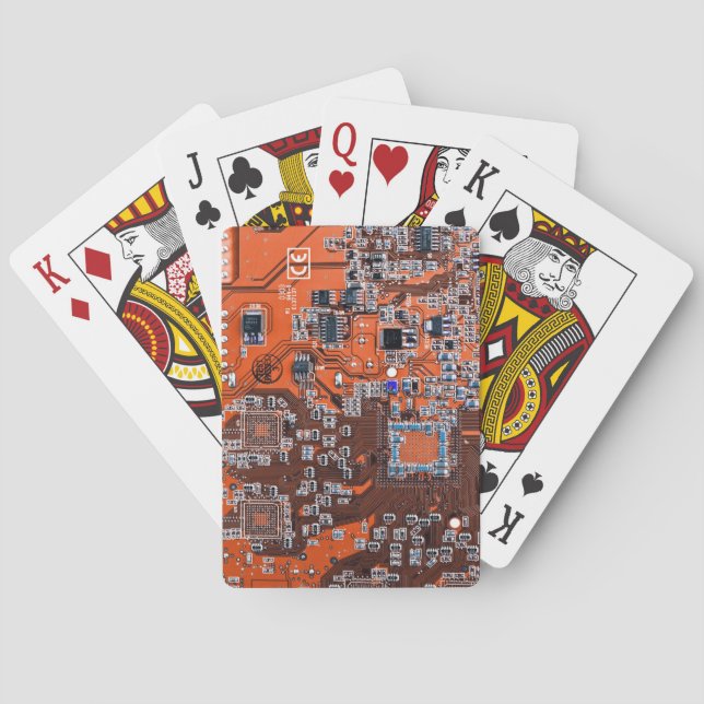 Printed Circuit Assembly PCB Orange Circuit Board Playing Cards (Back)