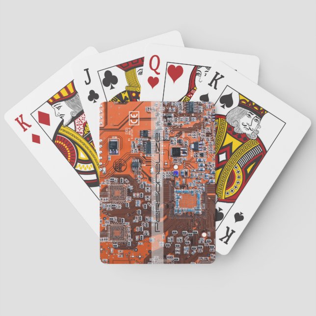 Printed Circuit Assembly PCB Orange Circuit Board Playing Cards (Back)