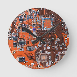 Printed Circuit Assembly PCB Orange Circuit Board Round Clock