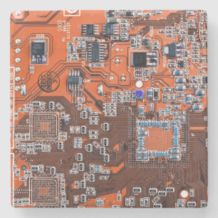 Printed Circuit Assembly PCB Orange Circuit Board Stone Coaster