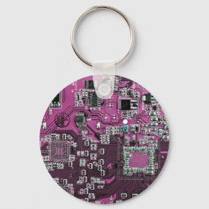Printed Circuit Assembly PCB Purple Circuit Board Keychain