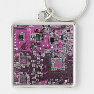 Printed Circuit Assembly PCB Purple Circuit Board Keychain