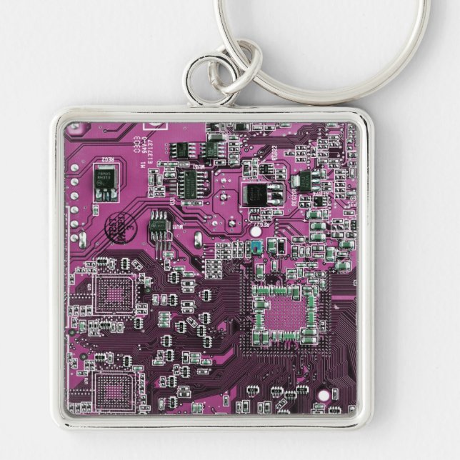 Printed Circuit Assembly PCB Purple Circuit Board Keychain (Front)