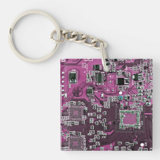 Printed Circuit Assembly PCB Purple Circuit Board Keychain (Front)