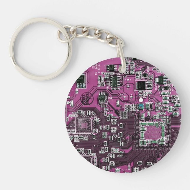 Printed Circuit Assembly PCB Purple Circuit Board Keychain (Front)