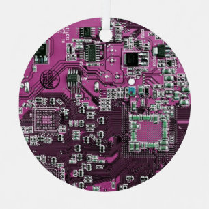 Printed Circuit Assembly PCB Purple Circuit Board Metal Ornament