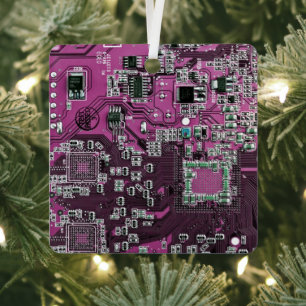 Printed Circuit Assembly PCB Purple Circuit Board Metal Ornament
