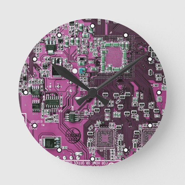 Printed Circuit Assembly PCB Purple Circuit Board Round Clock (Front)