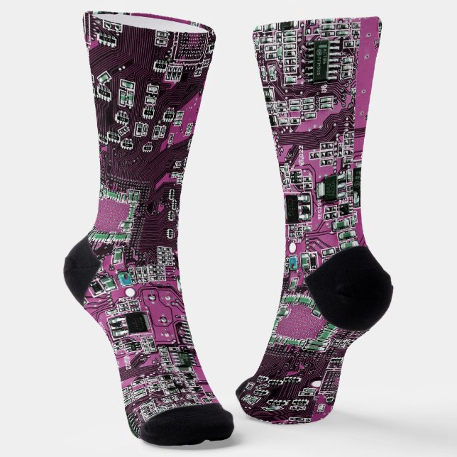 Printed Circuit Assembly PCB Purple Circuit Board Socks (Angled)